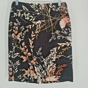 Talbots Women's Black Floral Straight Pencil Skirt Size 2P